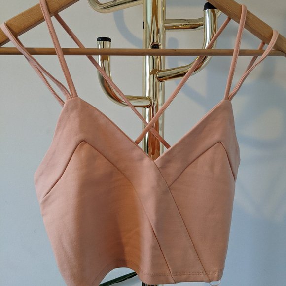 Cute Peach Strappy Crop Top - Picture 1 of 5